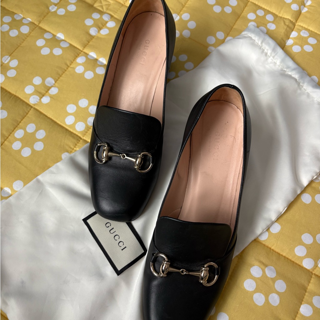 Gucci Black Leather Horsebit Loafers Women’s Flats